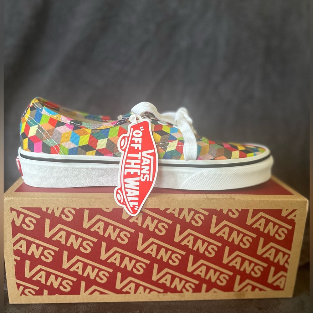 3D multicolored checkered Vans!! Size 5.0 in kids.